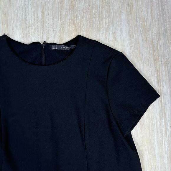 Zara Trafaluc Black Shift Mini Basic Workwear Classic Minimalistic Dress Small - Picture 3 of 11